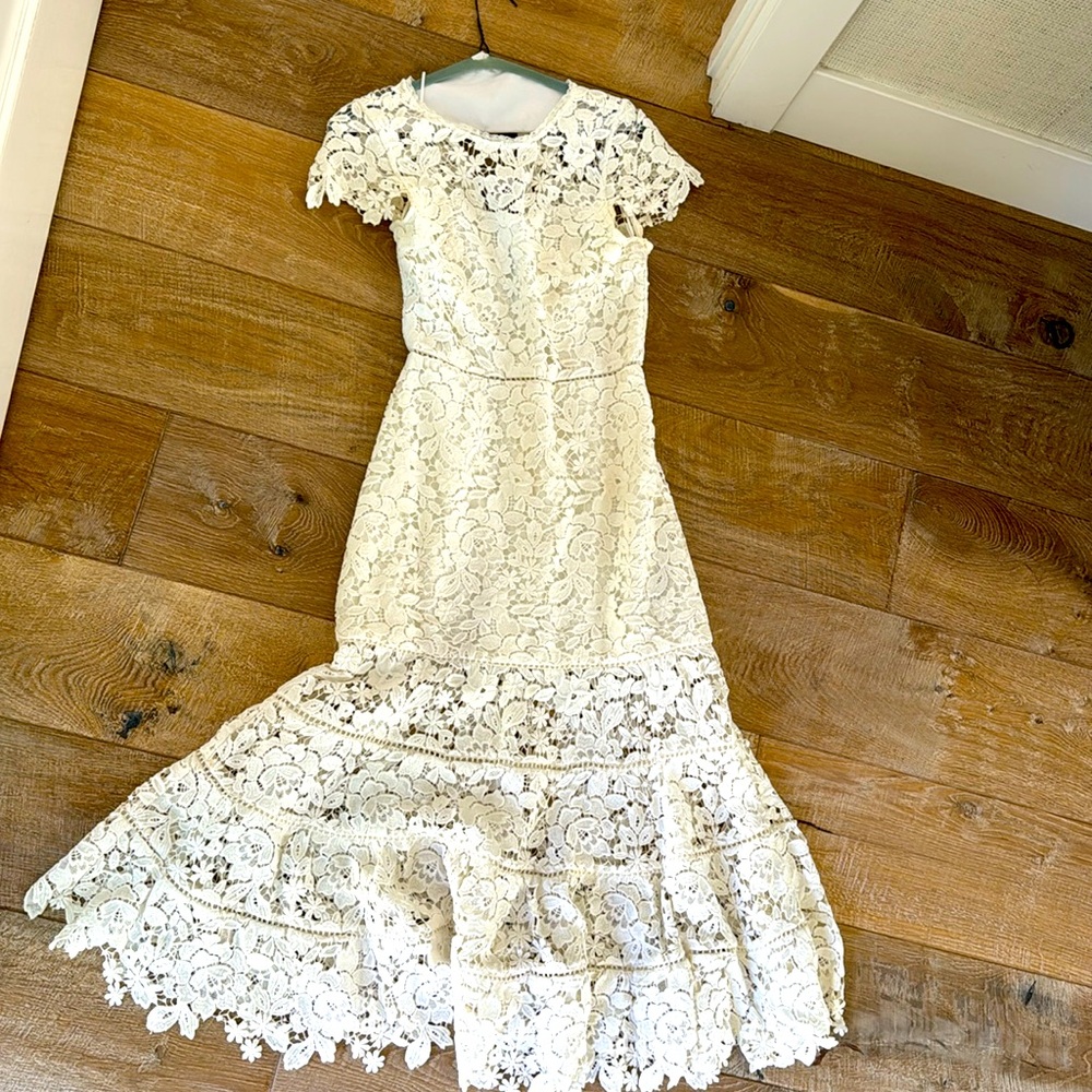 Joie Women’s Celedonia Floral Lace White Bridal Midi Dress Size 2.